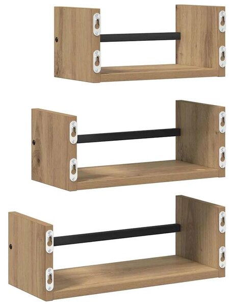Set zidnih polica 3 kom. Umjetnički hrast 40x16x14cm - hrast artisan