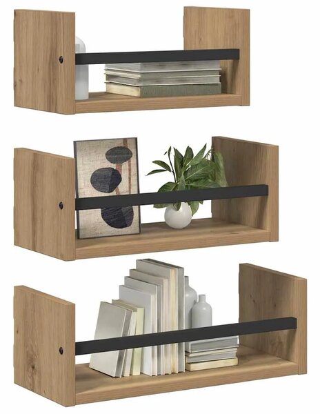 Set zidnih polica 3 kom. Umjetnički hrast 40x16x14cm - hrast artisan