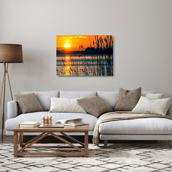Staklena slika - Zalazak sunca nad jezerom (70x50 cm)