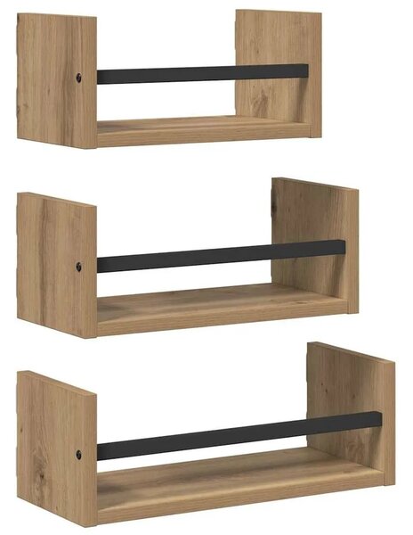 Set zidnih polica 3 kom. Umjetnički hrast 40x16x14cm - hrast artisan