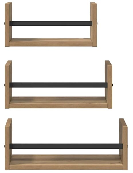Set zidnih polica 3 kom. Umjetnički hrast 40x16x14cm - hrast artisan