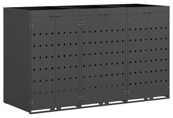 Skladištenje kanti za 3 kante Antracit 204 x 77 5 x 121 5 cm - Antracit 3 Vrh za saksiju