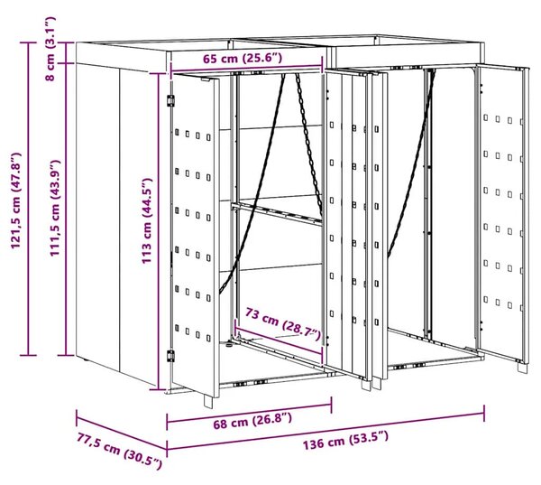 Skladištenje kanti za 2 kante Antracit 136 x 77 5 x 121 5 cm - Antracit 2 Vrh za saksiju