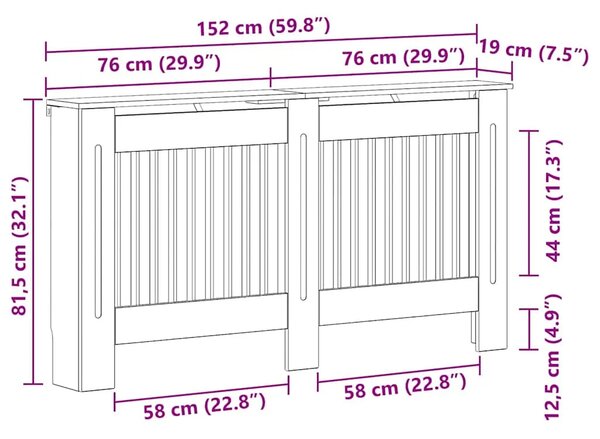 Pokrivač radijatora Crni hrast 152 x 19 x 81 5 cm - Crni hrast 152 x 19 x 81 5 cm 1