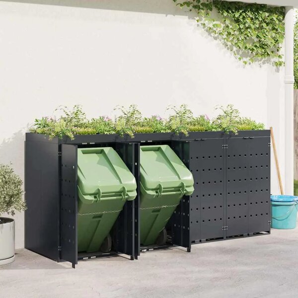 Skladištenje kanti za 4 kante Antracit 272 x 77 5 x 121 5 cm - Antracit 4 Vrh za saksiju