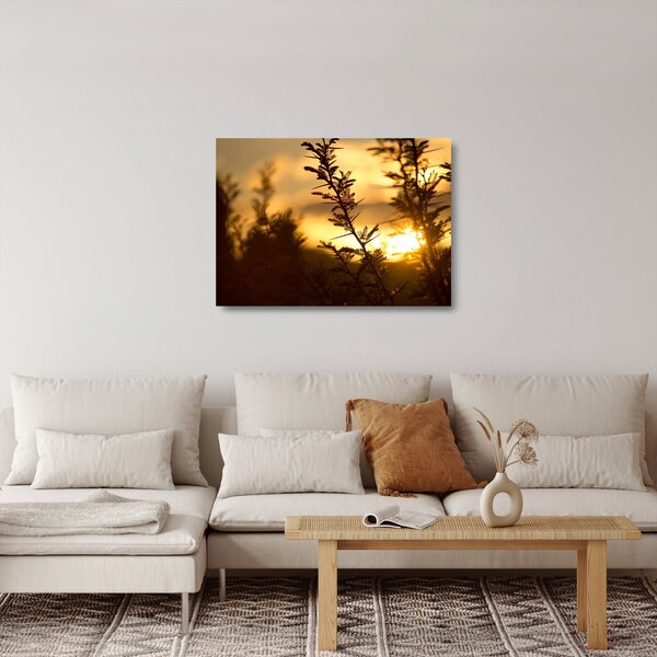 Staklena slika - Zalazak sunca iza stabala (70x50 cm)