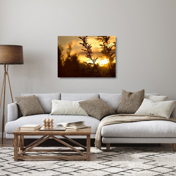 Staklena slika - Zalazak sunca iza stabala (70x50 cm)