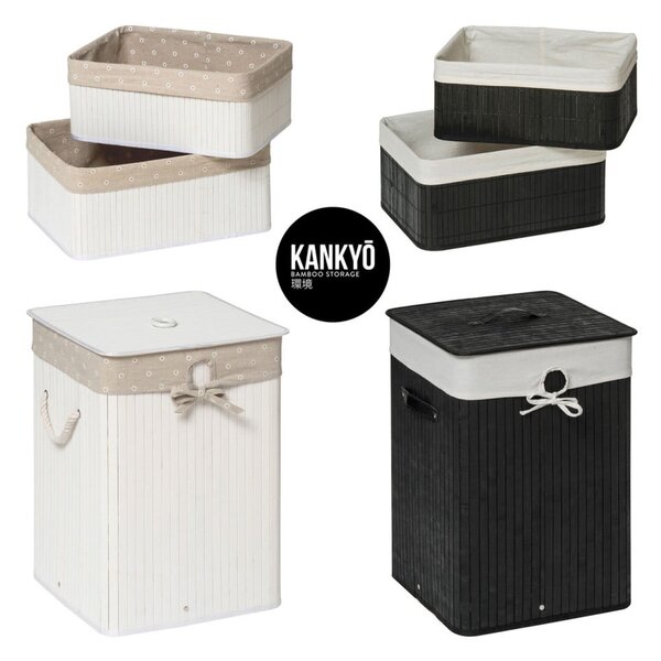 Drvena/tekstilna košara za rublje 62 l Kankyo – Premier Housewares