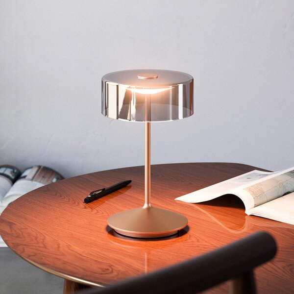 Sigor Numotion LED baterijska stolna svjetiljka, bronca, staklo, IP54, mogućnost, prigušiva, Bronca / stari mesing, Dnevni boravak/blagovaonica, Staklo