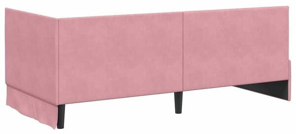 Kutni okvir kreveta Ružičasta 90 cm x 200 cm Baršun - Ružičasta 90 x 200 cm