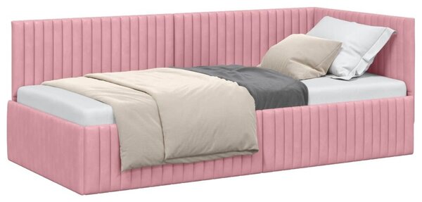 Kutni okvir kreveta Ružičasta 90 cm x 200 cm Baršun - Ružičasta 90 x 200 cm