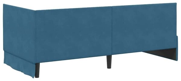 Kutni okvir kreveta s uzglavljem Plava 90 cm x 200 cm Baršun - Plava 90 x 200 cm