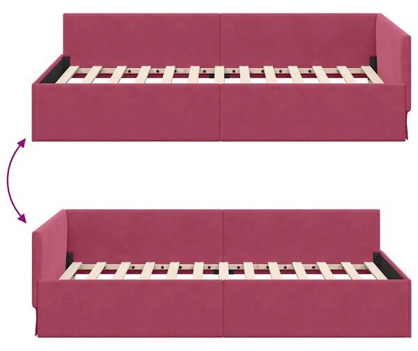 Kutni okvir kreveta Vinska crvena 80 cm x 200 cm Baršun - boja crnog vina 80 x 200 cm