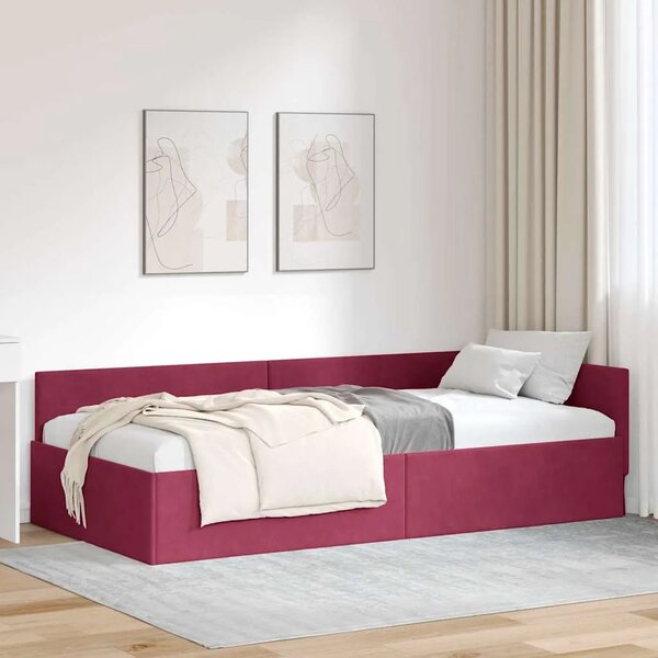 Kutni okvir kreveta Vinska crvena 80 cm x 200 cm Baršun - boja crnog vina 80 x 200 cm