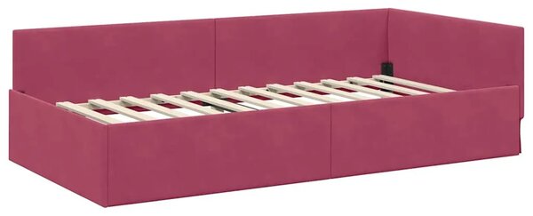 Kutni okvir kreveta Vinska crvena 80 cm x 200 cm Baršun - boja crnog vina 80 x 200 cm