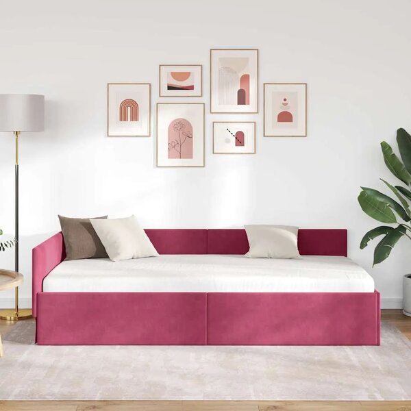 Kutni okvir kreveta Vinska crvena 80 cm x 200 cm Baršun - boja crnog vina 80 x 200 cm
