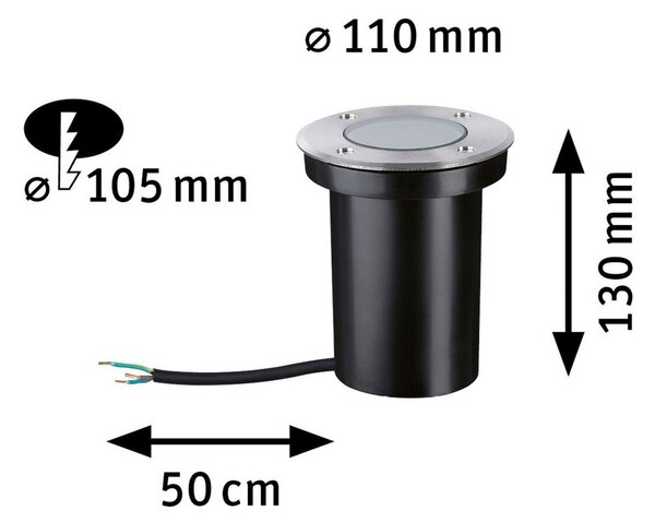 Paulmann LED ugradbena podna svjetiljka 94732, Ø 11 cm, nehrđajući čelik, Metalik, Metal