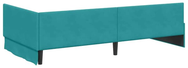 Kutni okvir kreveta s uzglavljem Tirkizna 80 cm x 200 cm Baršun - Tirkizna 80 x 200 cm