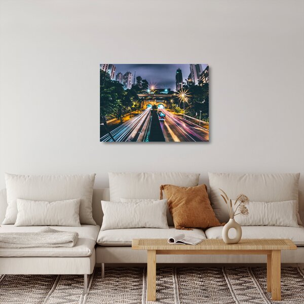 Staklena slika noćnog grada (70x50 cm)