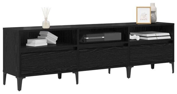 TV ormar Crni hrast 150 x 30 x 45 cm Obrađeno drvo i čelik - Crni hrast 150 cm