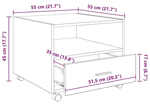 Stolić za kavu Crni hrast 55 x 55 x 45cm Konstruirano drvo - Crni hrast