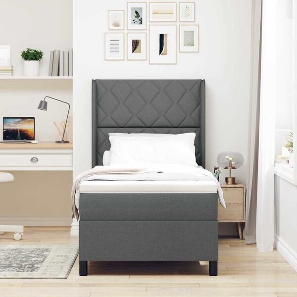 Box spring krevet Tamno siva 200 x 100 cm tkanina - Tamno siva 100 x 200 cm Dizajn s rombovima