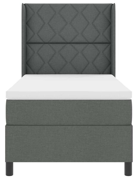 Box spring krevet Tamno siva 200 x 100 cm tkanina - Tamno siva 100 x 200 cm Dizajn s rombovima