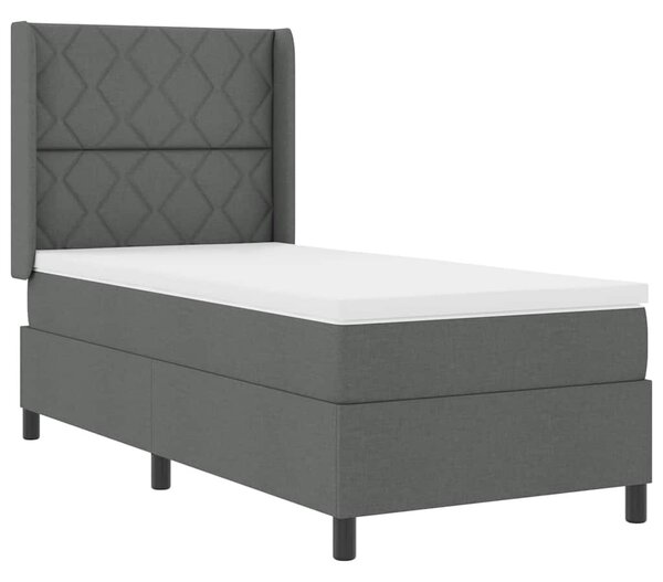 Box spring krevet Tamno siva 200 x 100 cm tkanina - Tamno siva 100 x 200 cm Dizajn s rombovima