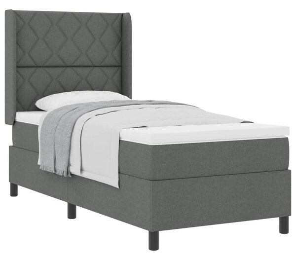 Box spring krevet Tamno siva 200 x 100 cm tkanina - Tamno siva 100 x 200 cm Dizajn s rombovima