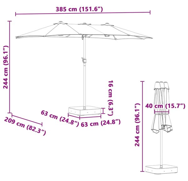 Vrtni suncobran Pijesak i antracit 385 x 209 x 244 cm Poliester - Pijesak