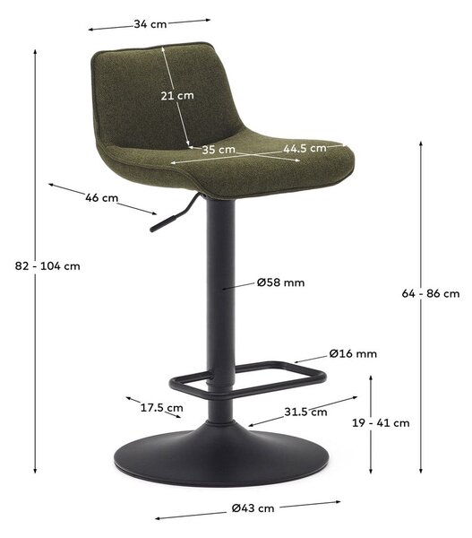 Tamno zelene barske stolice u setu 2 kom 103 cm Zenda – Kave Home
