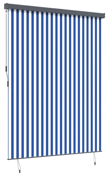 Rolo zavjesa Plava i bijela 200 x 250 cm Tkanina i aluminij - Plava i bijela 200 x 250 cm