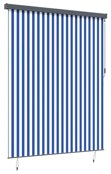 Rolo zavjesa Plava i bijela 200 x 250 cm Tkanina i aluminij - Plava i bijela 200 x 250 cm