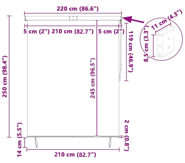 Rolo zavjesa Žuta i plava 220 x 250 cm Tkanina i aluminij - Žuta i plava 220 x 250 cm