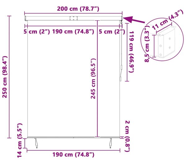 Rolo zavjesa Plava i bijela 200 x 250 cm Tkanina i aluminij - Plava i bijela 200 x 250 cm