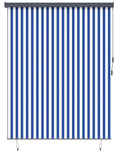 Rolo zavjesa Plava i bijela 200 x 250 cm Tkanina i aluminij - Plava i bijela 200 x 250 cm