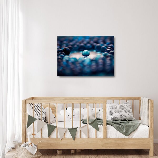 Staklena slika - Plave kuglice (70x50 cm)
