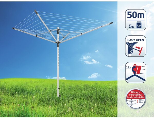 Vrtna sušilica za rublje u srebrnoj boji 50 m LinoLift 500 – LEIFHEIT