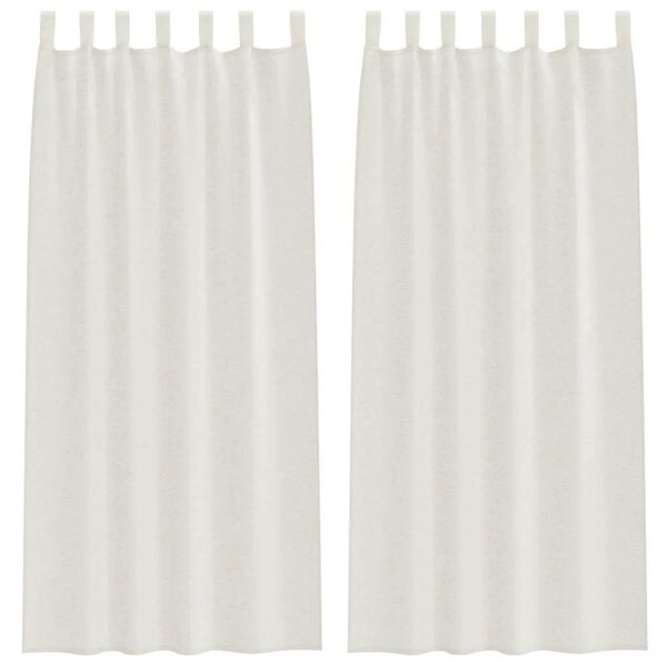 Voile zavjesa 2 kom. Krema 245 x 140 cm Poliester - Krema 140 x 245 cm s mašnama na vrhu