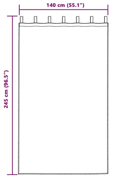Voile zavjesa 2 kom. Krema 245 x 140 cm Poliester - Krema 140 x 245 cm s mašnama na vrhu