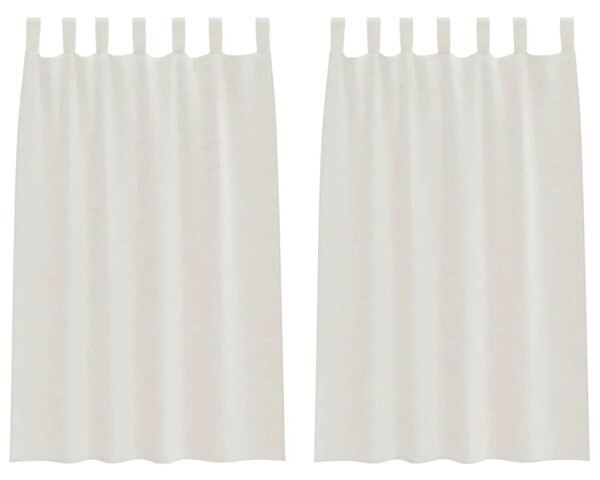 Voile zavjesa 2 kom. Krema 175 x 140 cm Poliester - Krema 140 x 175 cm s mašnama na vrhu