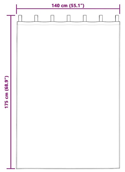 Voile zavjesa 2 kom. Krema 175 x 140 cm Poliester - Krema 140 x 175 cm s mašnama na vrhu