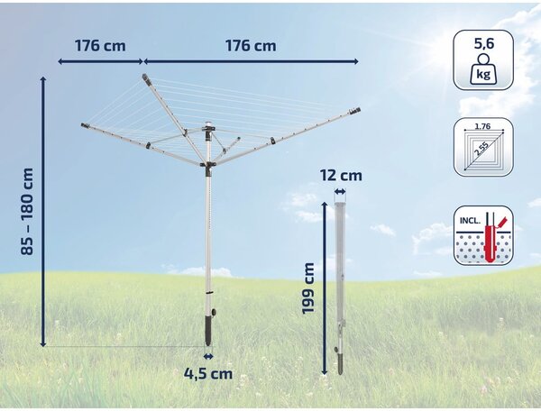 Vrtna sušilica za rublje u srebrnoj boji 50 m LinoLift 500 – LEIFHEIT