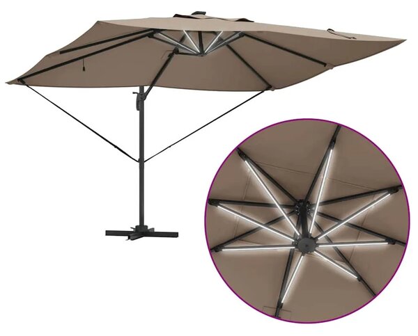 Suncobran 352 x 251 x 265 cm Poliester i aluminij Sivo-smeđa - Sivo-smeđa