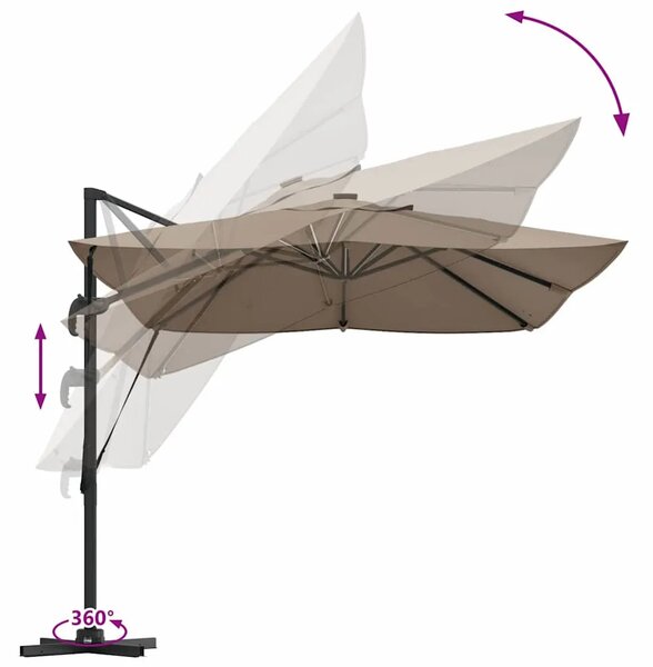 Suncobran 352 x 251 x 265 cm Poliester i aluminij Sivo-smeđa - Sivo-smeđa