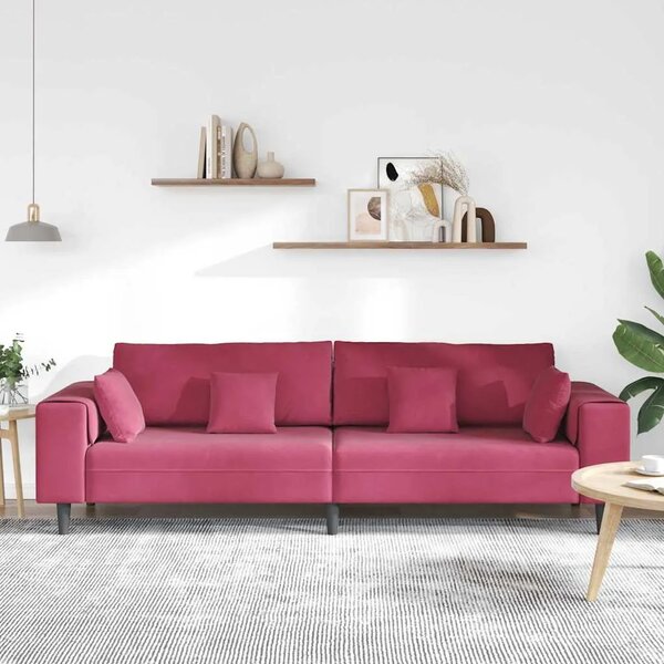 Sofa Vinska crvena 250 x 77 x 76 cm Baršun - boja crnog vina bez otomana