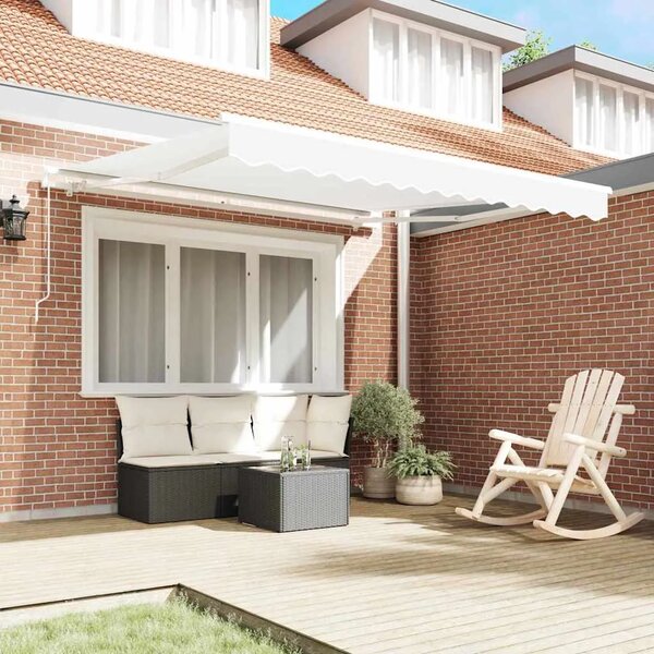 Povlačiva tenda Bijela 350 x 250 cm Poliester i aluminij - Bijela 350 x 250 cm s bijelim okvirom