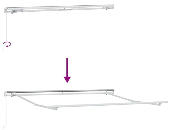 Povlačiva tenda Bijela 350 x 250 cm Poliester i aluminij - Bijela 350 x 250 cm s bijelim okvirom