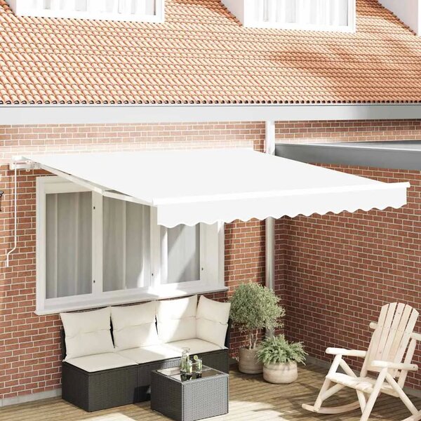 Povlačiva tenda Bijela 350 x 250 cm Poliester i aluminij - Bijela 350 x 250 cm s bijelim okvirom