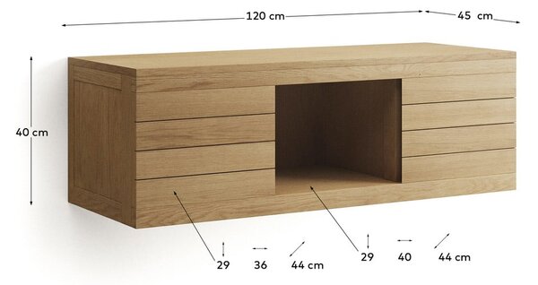Nizak/zidni ormarić za ispod umivaonika od masivne tikovine u prirodnoj boji 120x40 cm Yenit – Kave Home